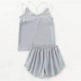 Eyelash Lace Trim Cami Pajama Set