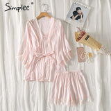 Sexy lace silk plus size pajamas set