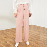Pink Notch Collar Blazer With Wide Leg Pants
