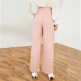 Pink Notch Collar Blazer With Wide Leg Pants