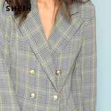 Black and White Single Breasted Plaid Print