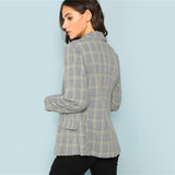 Black and White Single Breasted Plaid Print