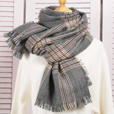 Women's Fall Winter Scarf Classic Tassel Plaid Scarf Warm Soft Chunky Large Blanket Wrap Shawl Scarves