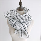 Autumn Winter Plaid Black and White Small Fragrance Style Warm Scarf Female Imitation Cashmere Shawl Double Versatile