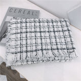 Autumn Winter Plaid Black and White Small Fragrance Style Warm Scarf Female Imitation Cashmere Shawl Double Versatile