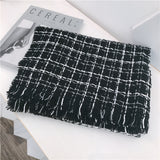 Autumn Winter Plaid Black and White Small Fragrance Style Warm Scarf Female Imitation Cashmere Shawl Double Versatile